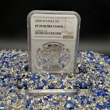 Proof 2004 (W) $1 American Silver Eagle NGC PF70UC Modern Brown Label (1 of 12,325)