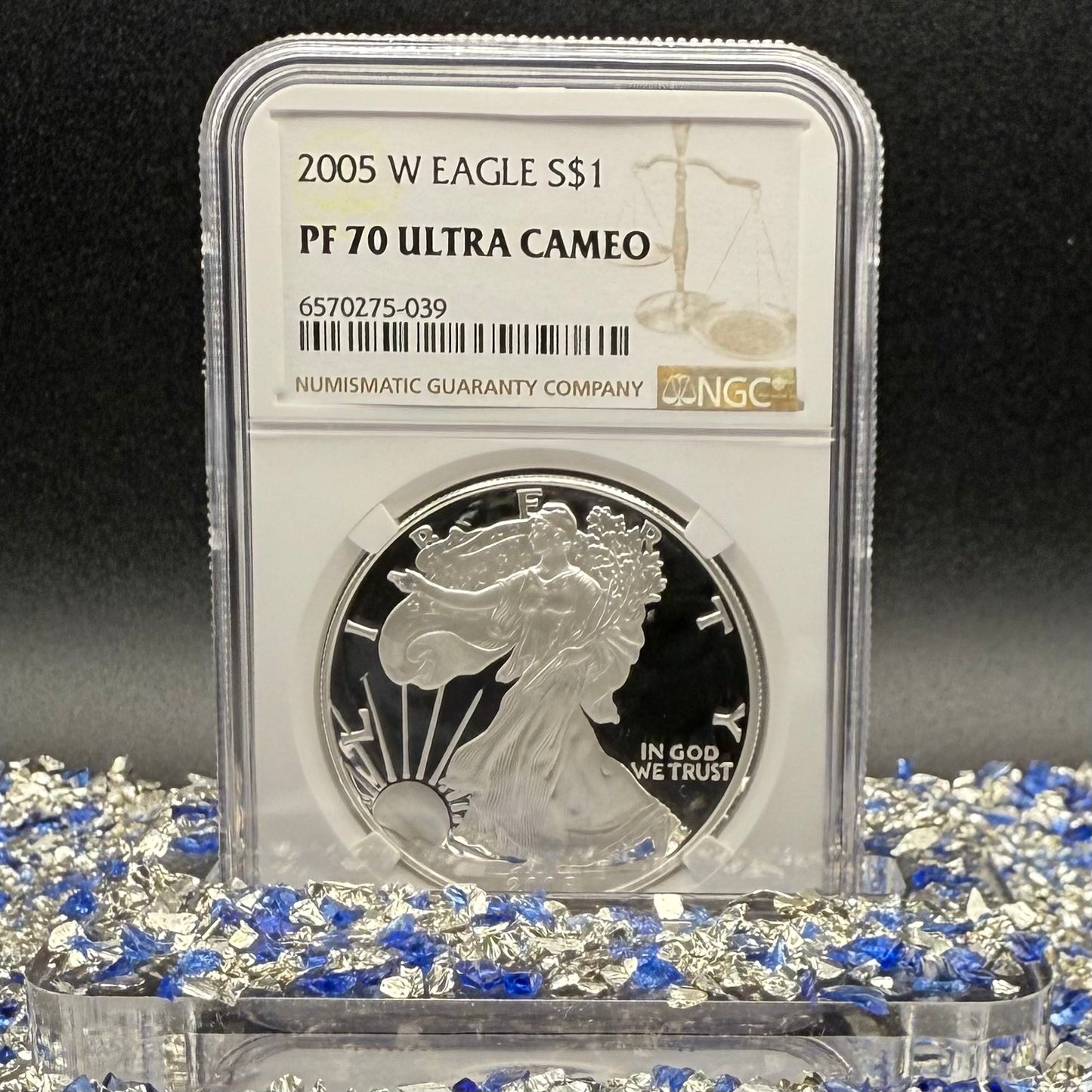 Proof 2005 (W) $1 American Silver Eagle NGC PF70UC Modern Brown Label (1 of 14,635)