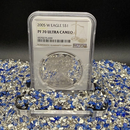 Proof 2005 (W) $1 American Silver Eagle NGC PF70UC Modern Brown Label (1 of 14,635)