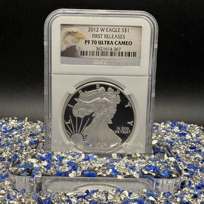 Proof 2012 (W) $1 American Silver Eagle NGC PF70UC First Releases Eagle Label White Holder (1 of 4,222)
