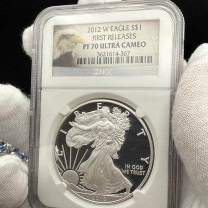 Proof 2012 (W) $1 American Silver Eagle NGC PF70UC First Releases Eagle Label White Holder (1 of 4,222)