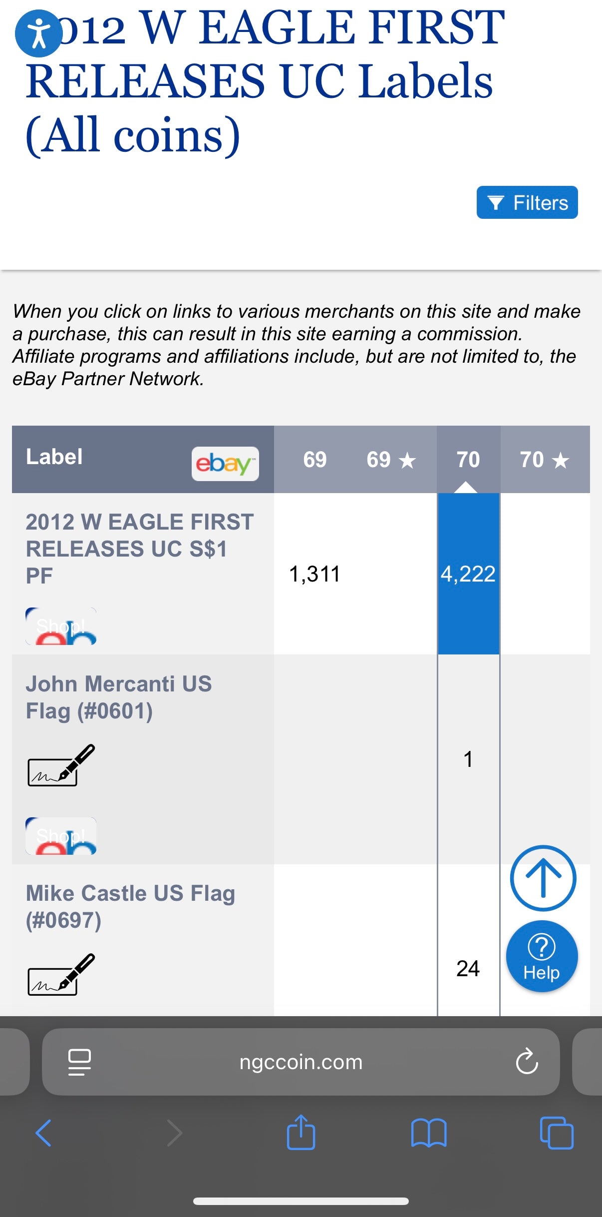Proof 2012 (W) $1 American Silver Eagle NGC PF70UC First Releases Eagle Label White Holder (1 of 4,222)