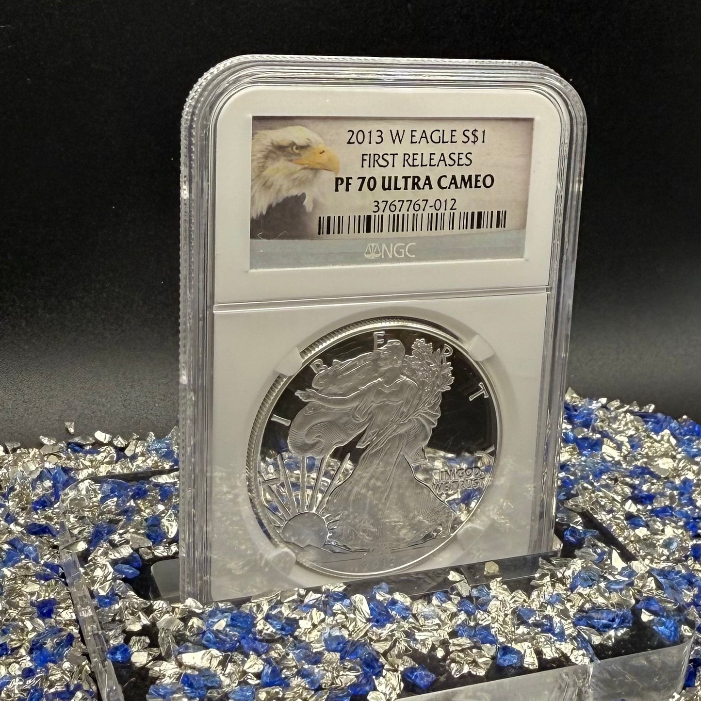Proof 2013 (W) $1 American Silver Eagle NGC PF70UC First Releases Eagle Label White Holder (1 of 5,212)