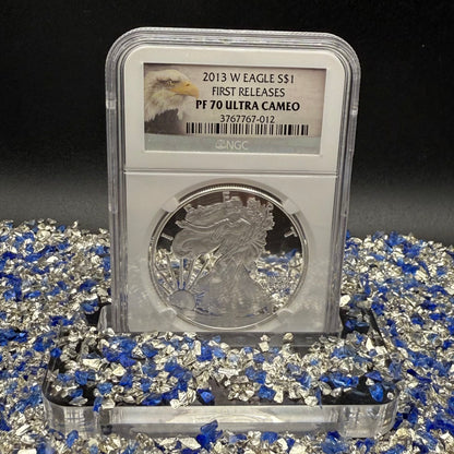 Proof 2013 (W) $1 American Silver Eagle NGC PF70UC First Releases Eagle Label White Holder (1 of 5,212)