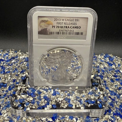 Proof 2013 (W) $1 American Silver Eagle NGC PF70UC First Releases Eagle Label White Holder (1 of 5,212)