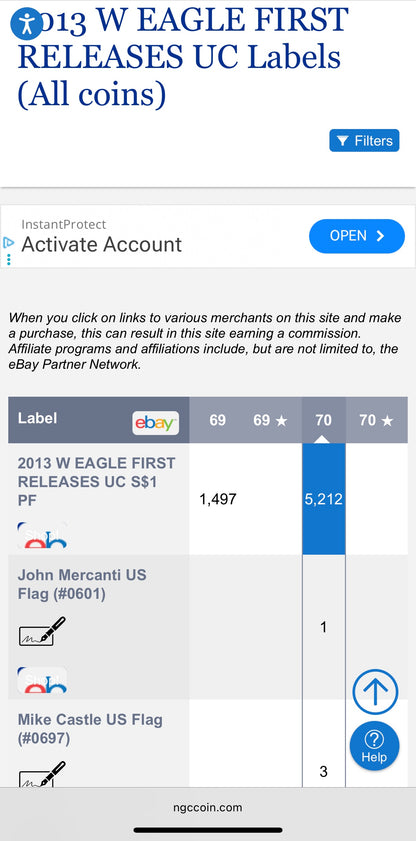 Proof 2013 (W) $1 American Silver Eagle NGC PF70UC First Releases Eagle Label White Holder (1 of 5,212)