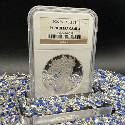 Proof 2007 (W) $1 American Silver Eagle NGC PF70UC Classic Brown Label Mint (1 of 10,245)