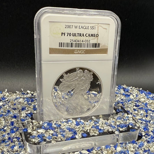 Proof 2007 (W) $1 American Silver Eagle NGC PF70UC Classic Brown Label Mint (1 of 10,245)
