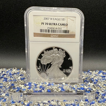 Proof 2007 (W) $1 American Silver Eagle NGC PF70UC Classic Brown Label Mint (1 of 10,245)