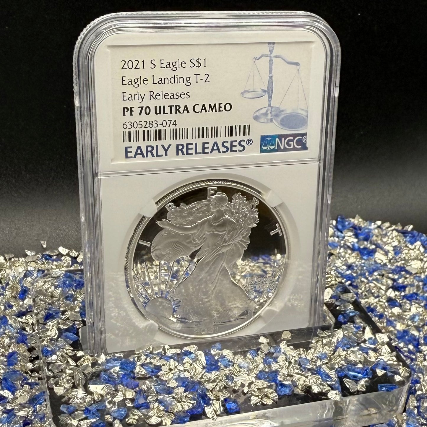 Proof 2021 (S) $1 American Silver Eagle NGC PF70UC T-2 Early Releases Classic Blue Label White Holder (1 of 1,303) Mint