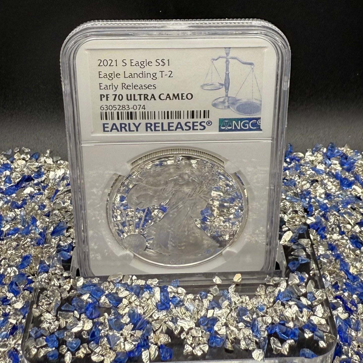 Proof 2021 (S) $1 American Silver Eagle NGC PF70UC T-2 Early Releases Classic Blue Label White Holder (1 of 1,303) Mint