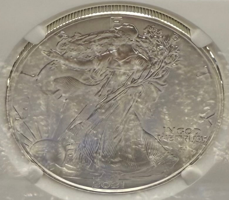 Burnished 2021 (W) $1 American Silver Eagle NCG MS70 First Releases T-2 35th Anniversary Eagle Label Mint Condition (1 of 1,997)