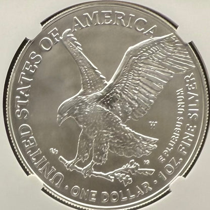 Burnished 2022 (W) $1 American Silver Eagle NCG MS70 Modern Brown Label Mint Condition (1 of 3,027)