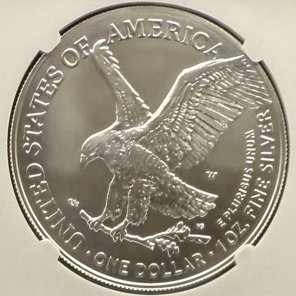 Burnished 2023 (W) $1 American Silver Eagle NCG MS70 Modern Brown Label Mint Condition (1 of 1,528)