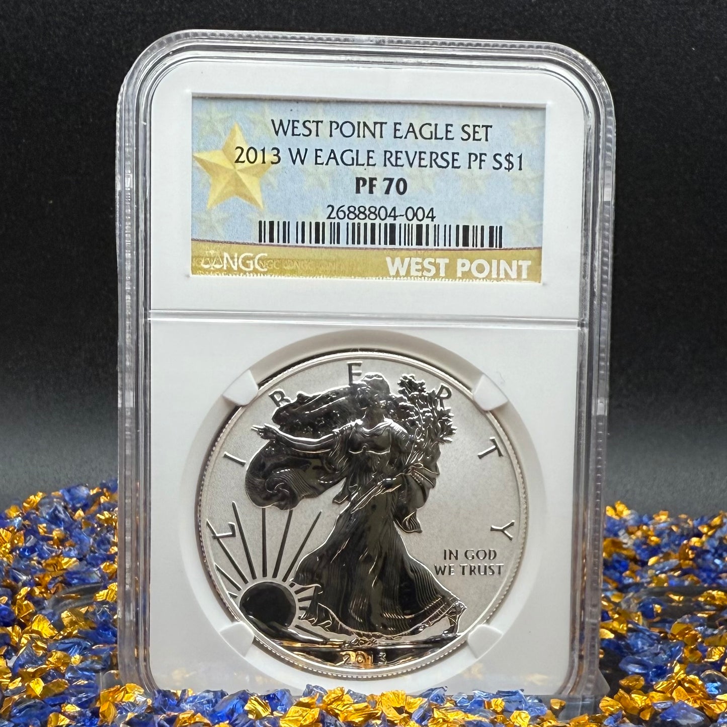 Reverse Proof & Enhanced Finish (2 Coin Set) 2013 (W) $1 American Silver Eagle NGC PF70 White Core Holder Gold Star Label Mint