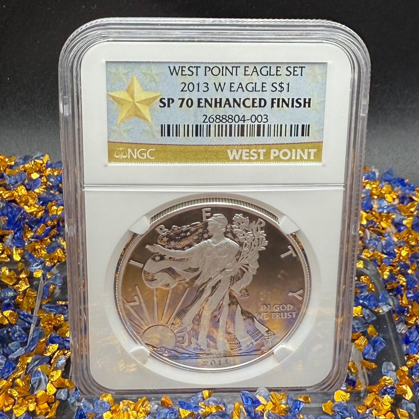 Reverse Proof & Enhanced Finish (2 Coin Set) 2013 (W) $1 American Silver Eagle NGC PF70 White Core Holder Gold Star Label Mint