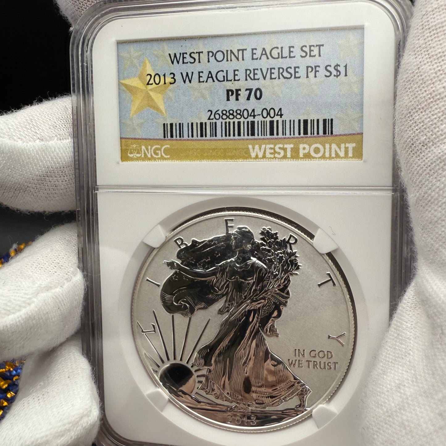 Reverse Proof & Enhanced Finish (2 Coin Set) 2013 (W) $1 American Silver Eagle NGC PF70 White Core Holder Gold Star Label Mint