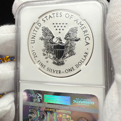 Reverse Proof & Enhanced Finish (2 Coin Set) 2013 (W) $1 American Silver Eagle NGC PF70 White Core Holder Gold Star Label Mint