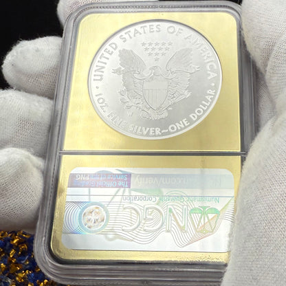 Proof 2018 (W) $1 American Silver Eagle NGC PF70UC Classic Brown Label Gold Foil (1 of 5,446)