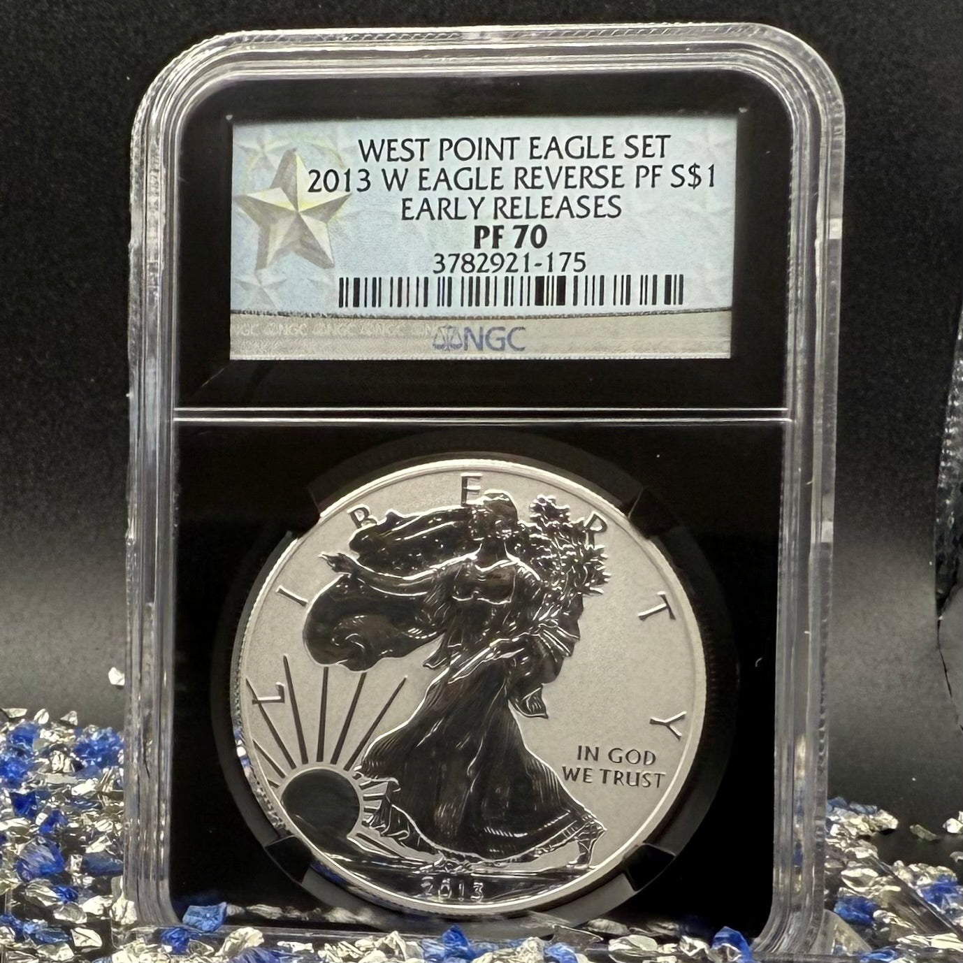 Reverse Proof & Enhanced Finish (2 Coin Set) 2013 (W) $1 American Silver Eagle NGC PF70 Black Core Holder West Point Silver Star Label