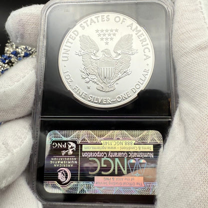 Reverse Proof & Enhanced Finish (2 Coin Set) 2013 (W) $1 American Silver Eagle NGC PF70 Black Core Holder West Point Silver Star Label
