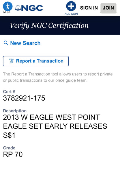 Reverse Proof & Enhanced Finish (2 Coin Set) 2013 (W) $1 American Silver Eagle NGC PF70 Black Core Holder West Point Silver Star Label