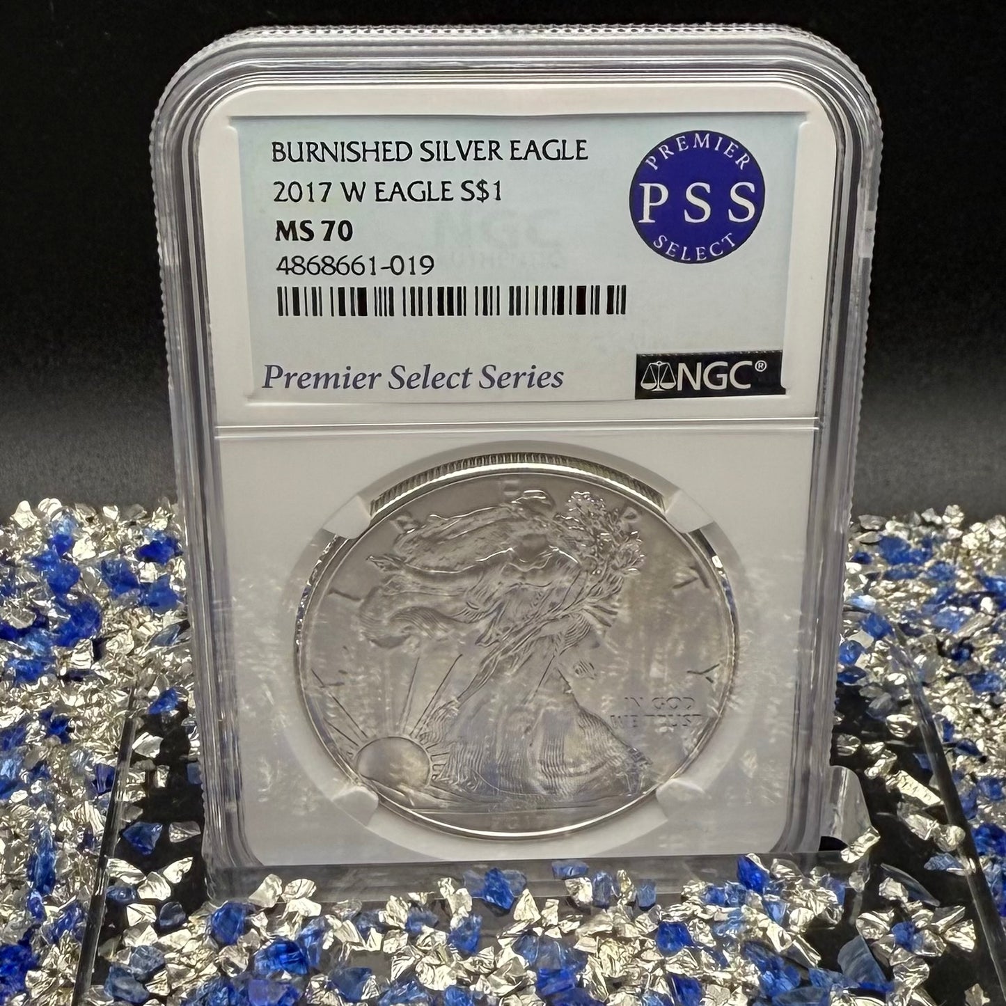 Burnished 2017 (W) $1 American Silver Eagle NGC MS70 Rare Premier Select Series Label Mint Condition
