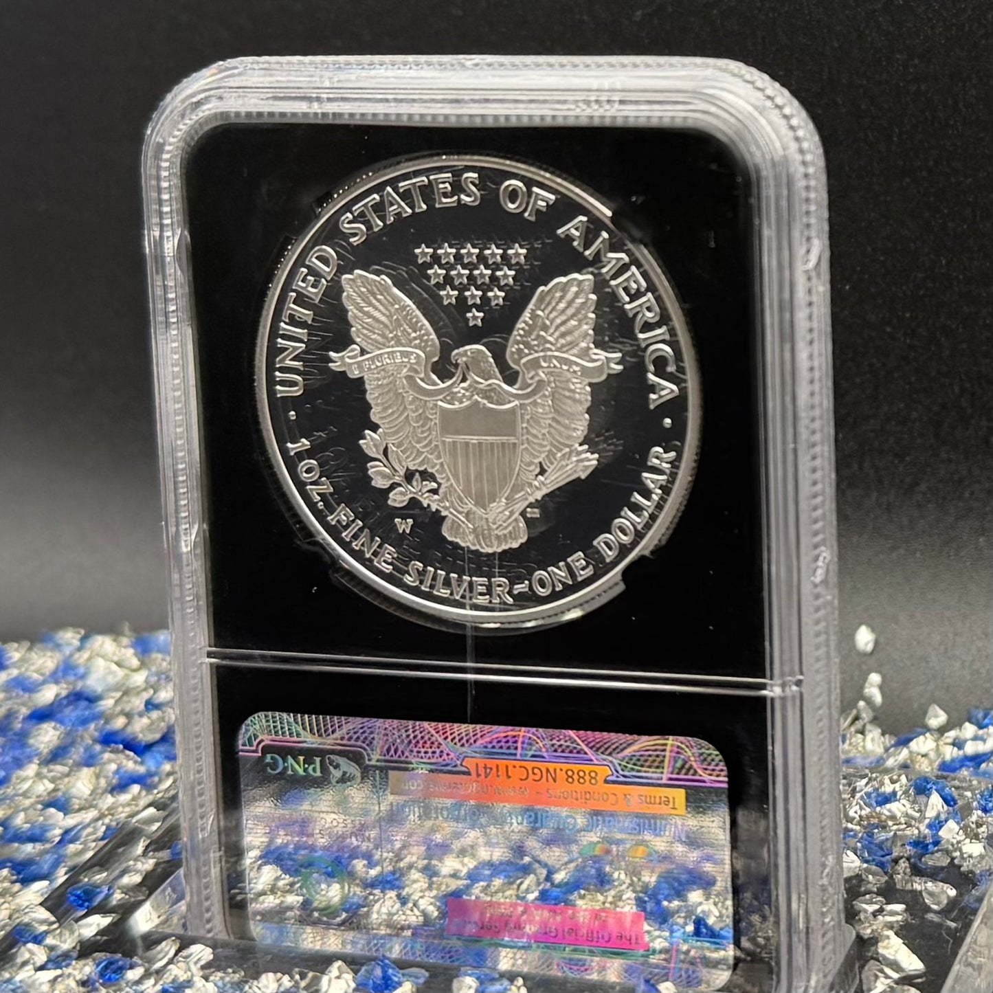 Proof 2003 (W) $1 American Silver Eagle NGC PF70UC Classic Blue Label Black Holder (1 of 11,073)