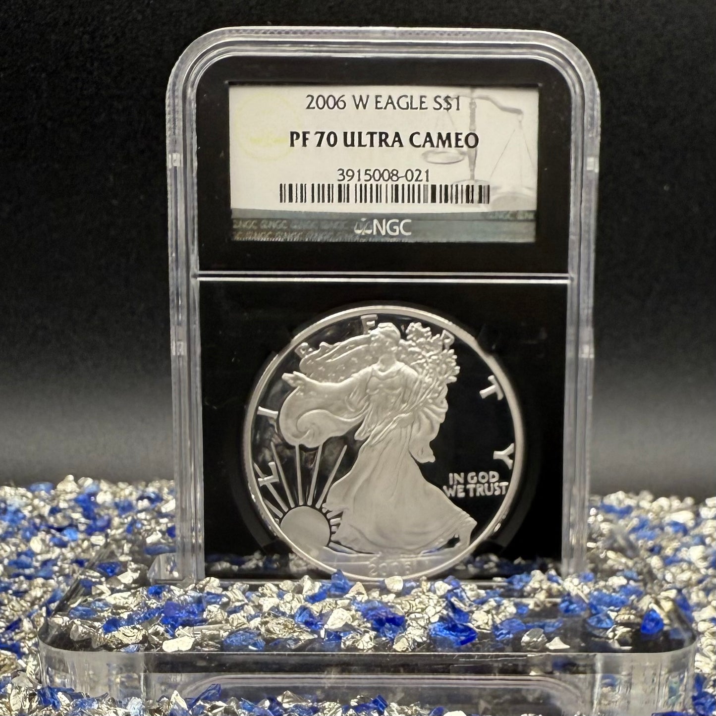 Proof 2006 (W) $1 American Silver Eagle NGC PF70UC Classic Blue Label Black Holder (1 of 21,920)