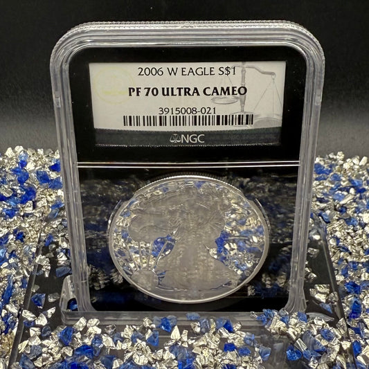 Proof 2006 (W) $1 American Silver Eagle NGC PF70UC Classic Blue Label Black Holder (1 of 21,920)