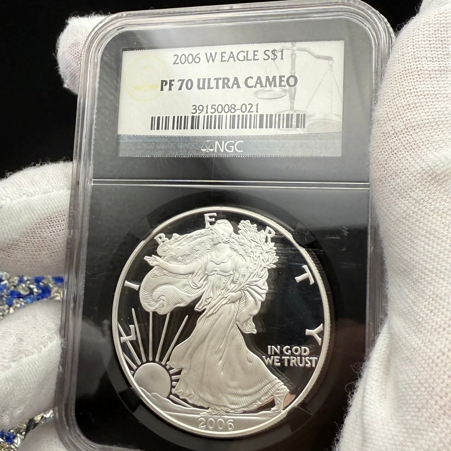 Proof 2006 (W) $1 American Silver Eagle NGC PF70UC Classic Blue Label Black Holder (1 of 21,920)