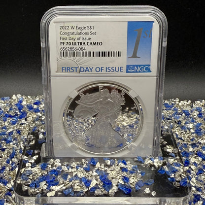 Proof 2022 (W) $1 American Silver Eagle NGC PF70UC Congratulations Set First Day of Issue White Holder Mint Condition (1 of 2,000)
