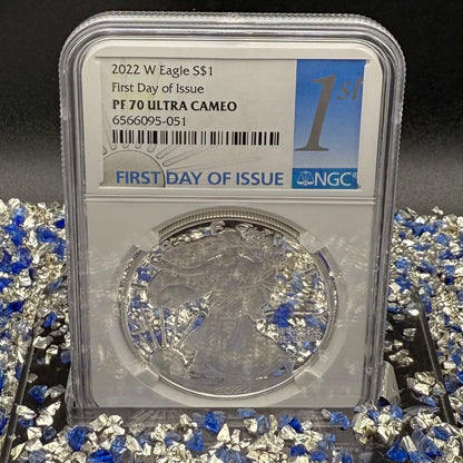Proof 2022 (W) $1 American Silver Eagle NGC PF70UC First Day of Issue White Holder Mint Condition (1 of 9,038)