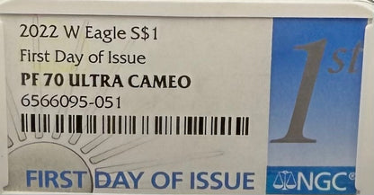 Proof 2022 (W) $1 American Silver Eagle NGC PF70UC First Day of Issue White Holder Mint Condition (1 of 9,038)