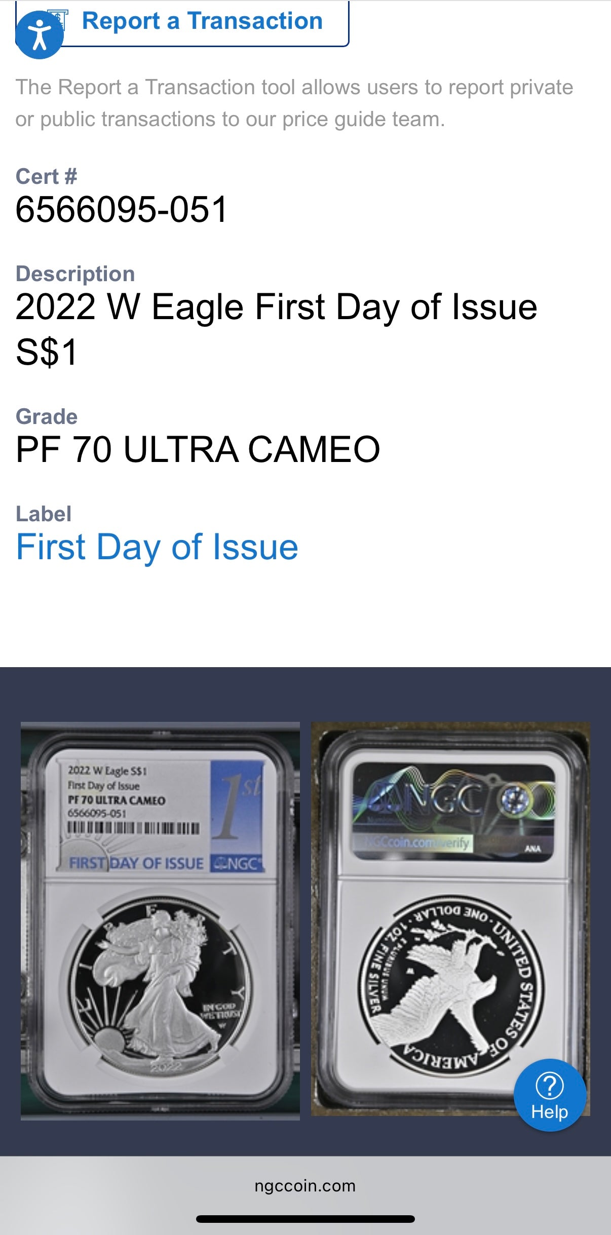 Proof 2022 (W) $1 American Silver Eagle NGC PF70UC First Day of Issue White Holder Mint Condition (1 of 9,038)