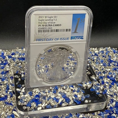 Proof 2021 (W) $1 American Silver Eagle NGC PF70UC T-1 First Day of Issue White Holder Mint Condition (1 of 6,881)