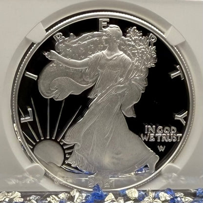Proof 2021 (W) $1 American Silver Eagle NGC PF70UC T-1 First Day of Issue White Holder Mint Condition (1 of 6,881)