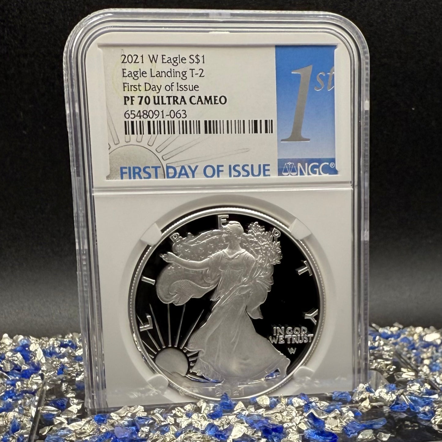 Proof 2021 (W) $1 American Silver Eagle NGC PF70UC T-1 First Day of Issue White Holder Mint Condition (1 of 6,881)