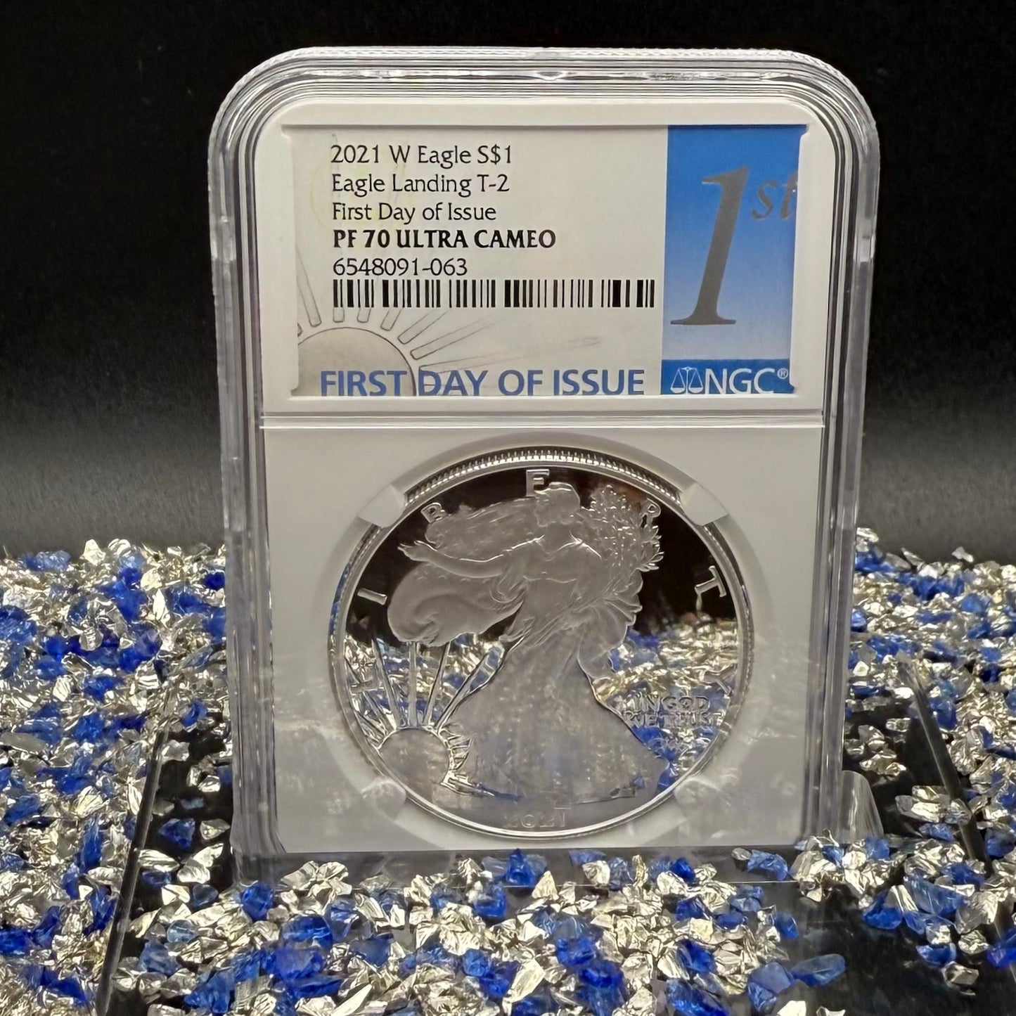 Proof 2021 (W) $1 American Silver Eagle NGC PF70UC T-1 First Day of Issue White Holder Mint Condition (1 of 6,881)