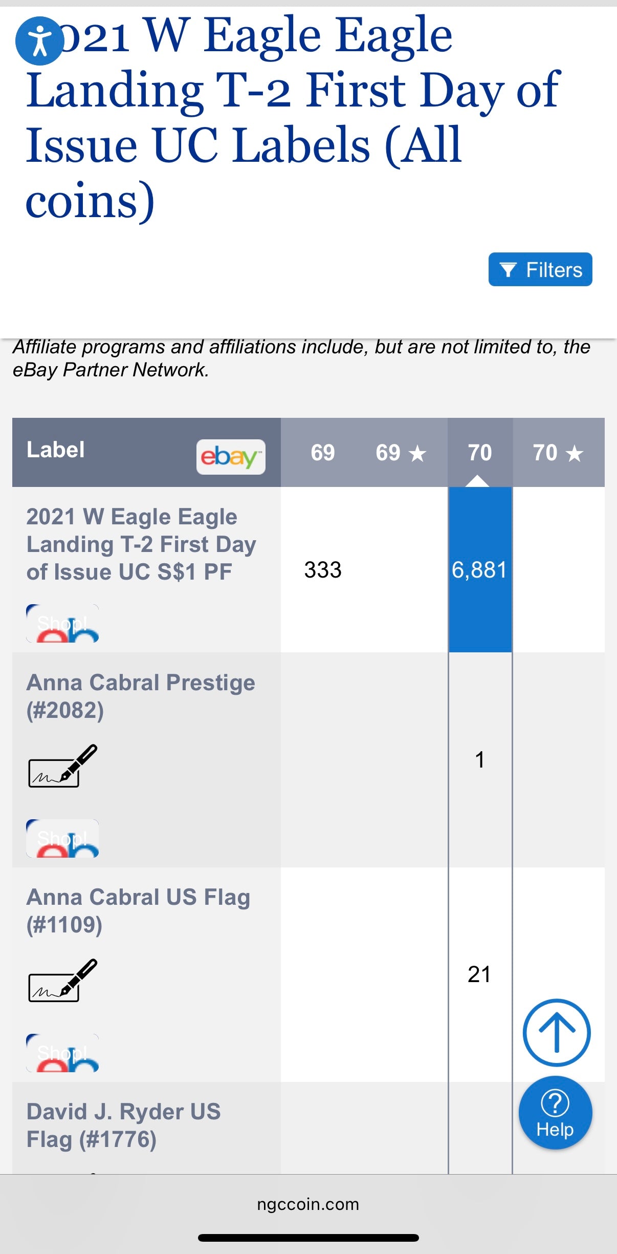 Proof 2021 (W) $1 American Silver Eagle NGC PF70UC T-1 First Day of Issue White Holder Mint Condition (1 of 6,881)