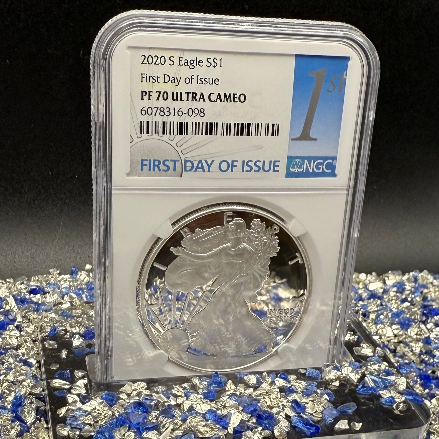 Proof 2020 (S) $1 American Silver Eagle NGC PF70UC First Day of Issue Blue Label (1 of 7,583) Mint Condition