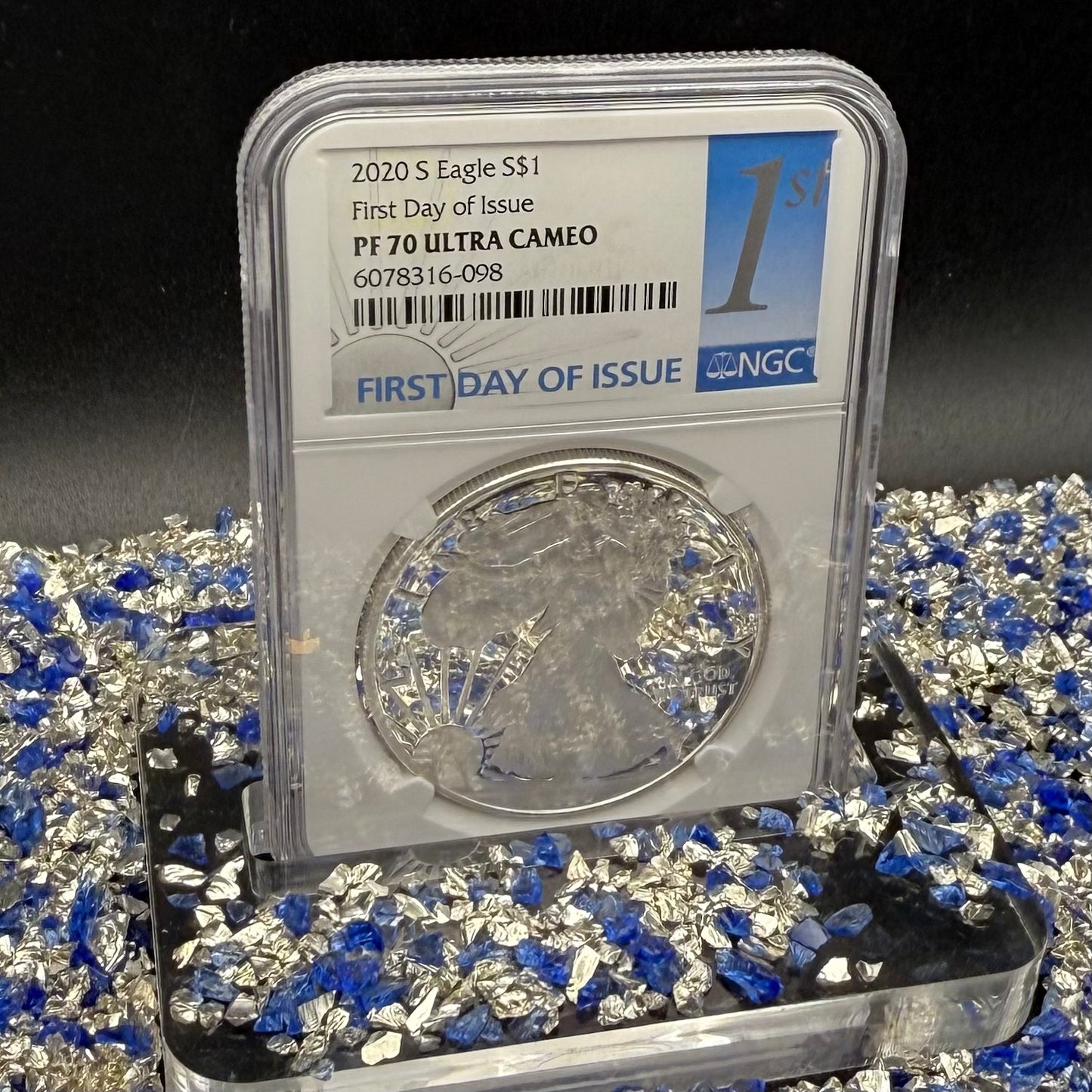 Proof 2020 (S) $1 American Silver Eagle NGC PF70UC First Day of Issue Blue Label (1 of 7,583) Mint Condition