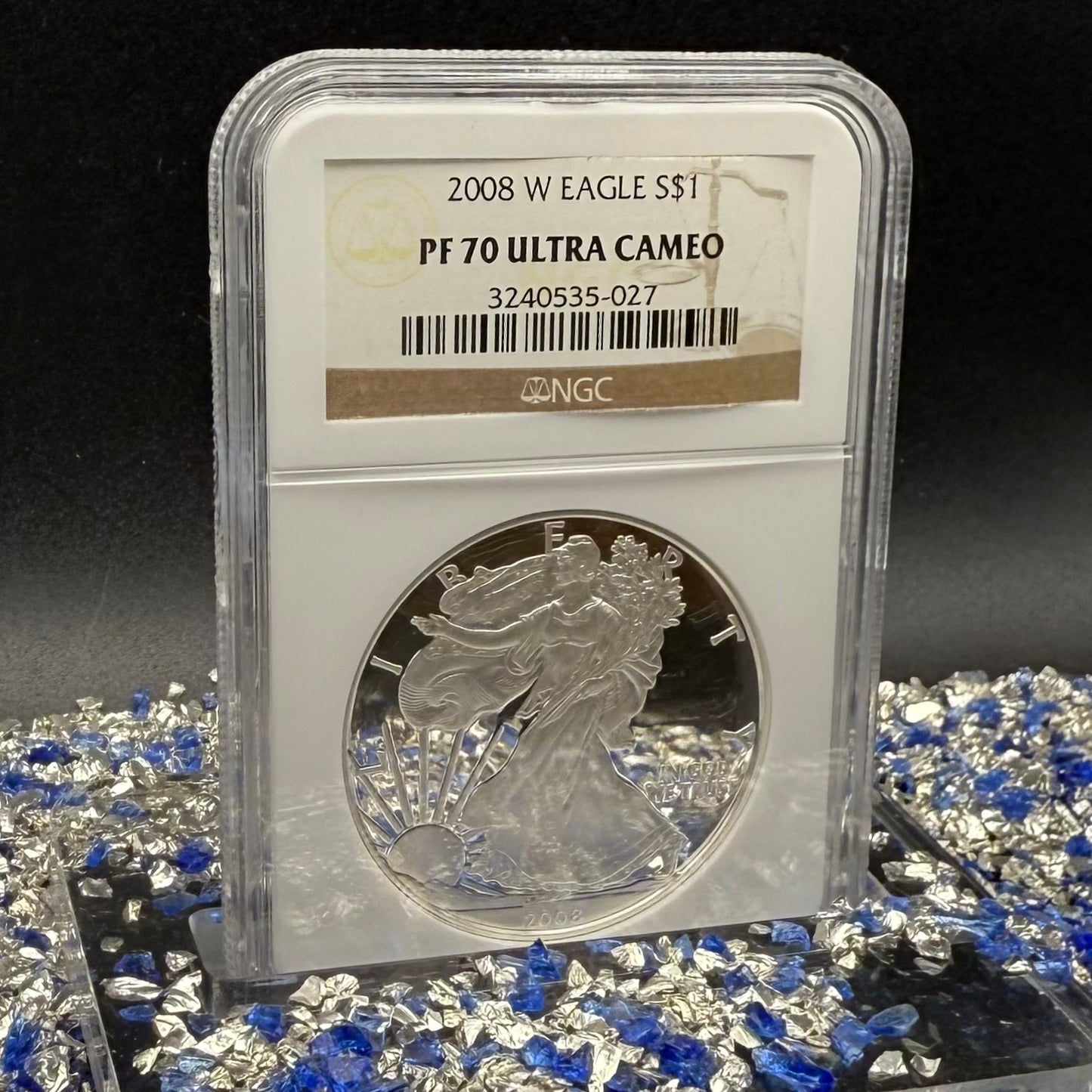 Proof 2008 (W) $1 American Silver Eagle NGC PF70UC Classic Brown Label (1 of 15,136)