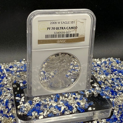 Proof 2008 (W) $1 American Silver Eagle NGC PF70UC Classic Brown Label (1 of 15,136)