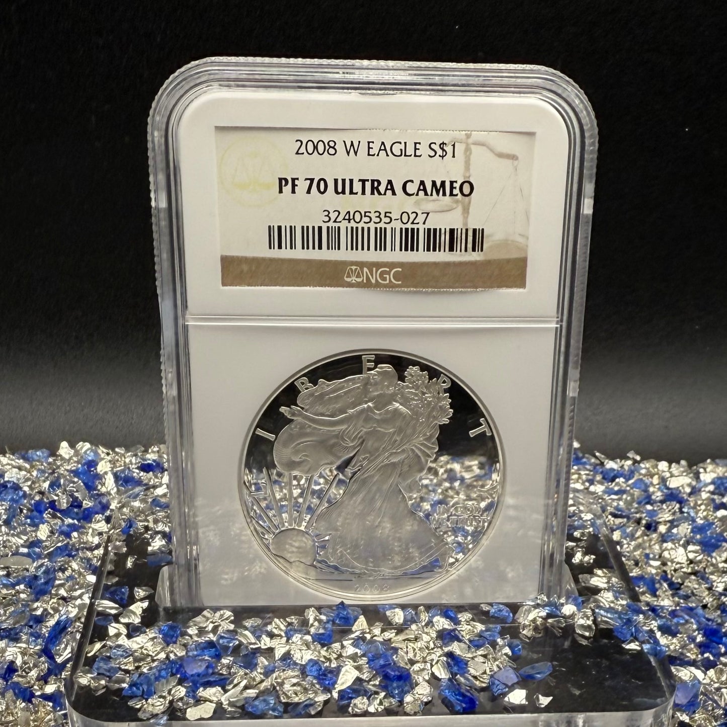 Proof 2008 (W) $1 American Silver Eagle NGC PF70UC Classic Brown Label (1 of 15,136)