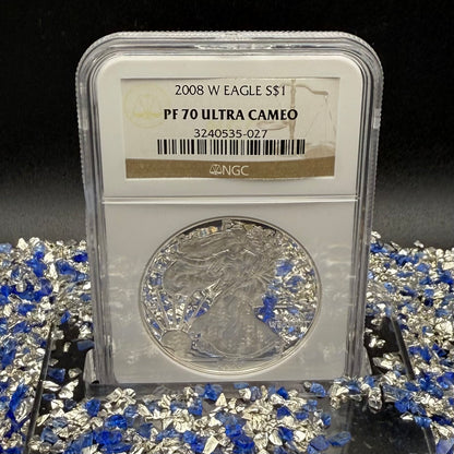 Proof 2008 (W) $1 American Silver Eagle NGC PF70UC Classic Brown Label (1 of 15,136)