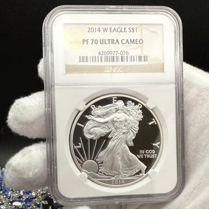 Proof 2014 (W) $1 American Silver Eagle NGC PF70 Classic Brown Label (1 of 9,425)