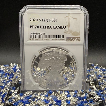 Proof 2020 (S) $1 American Silver Eagle NGC PF70UC Brown Label Spotless! (1 of 2,719)
