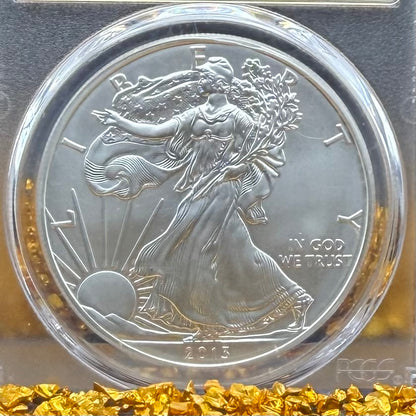 2013 $1 (S) American Silver Eagle PCGS MS70 San Francisco Struck Gold Foil Label (1 of 2,013)