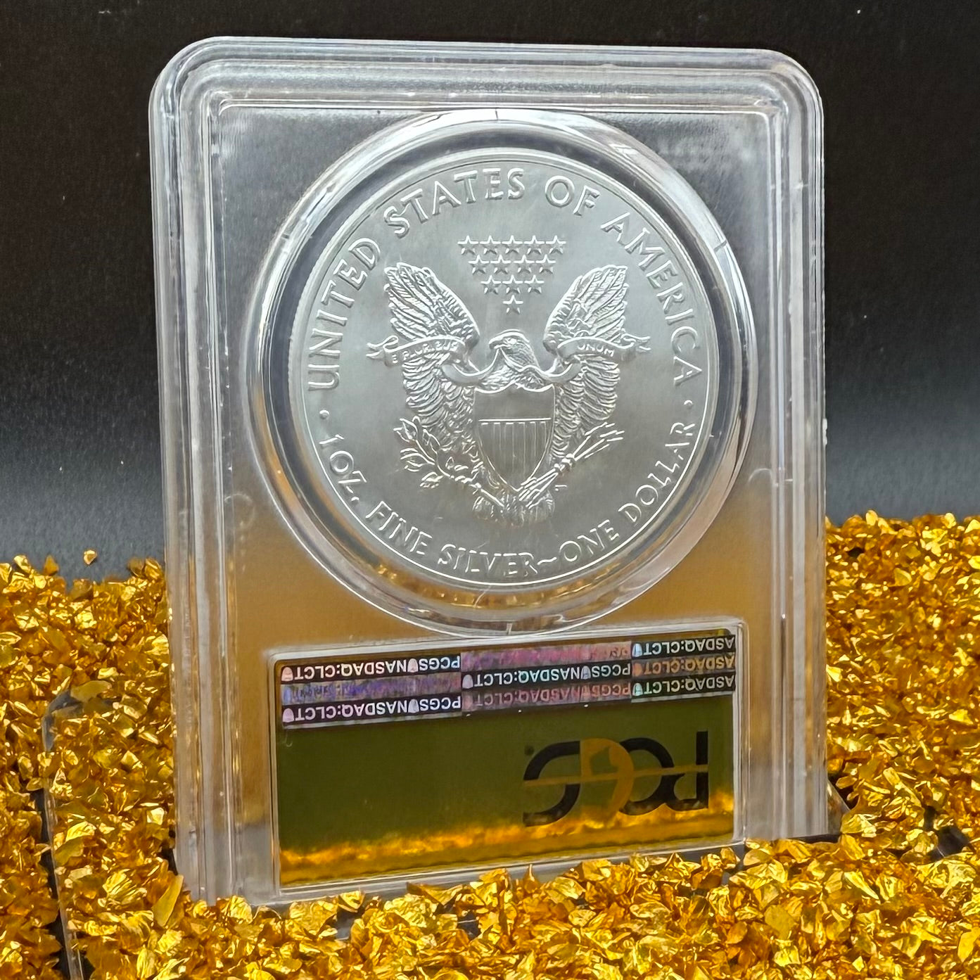 2013 $1 (S) American Silver Eagle PCGS MS70 San Francisco Struck Gold Foil Label (1 of 2,013)